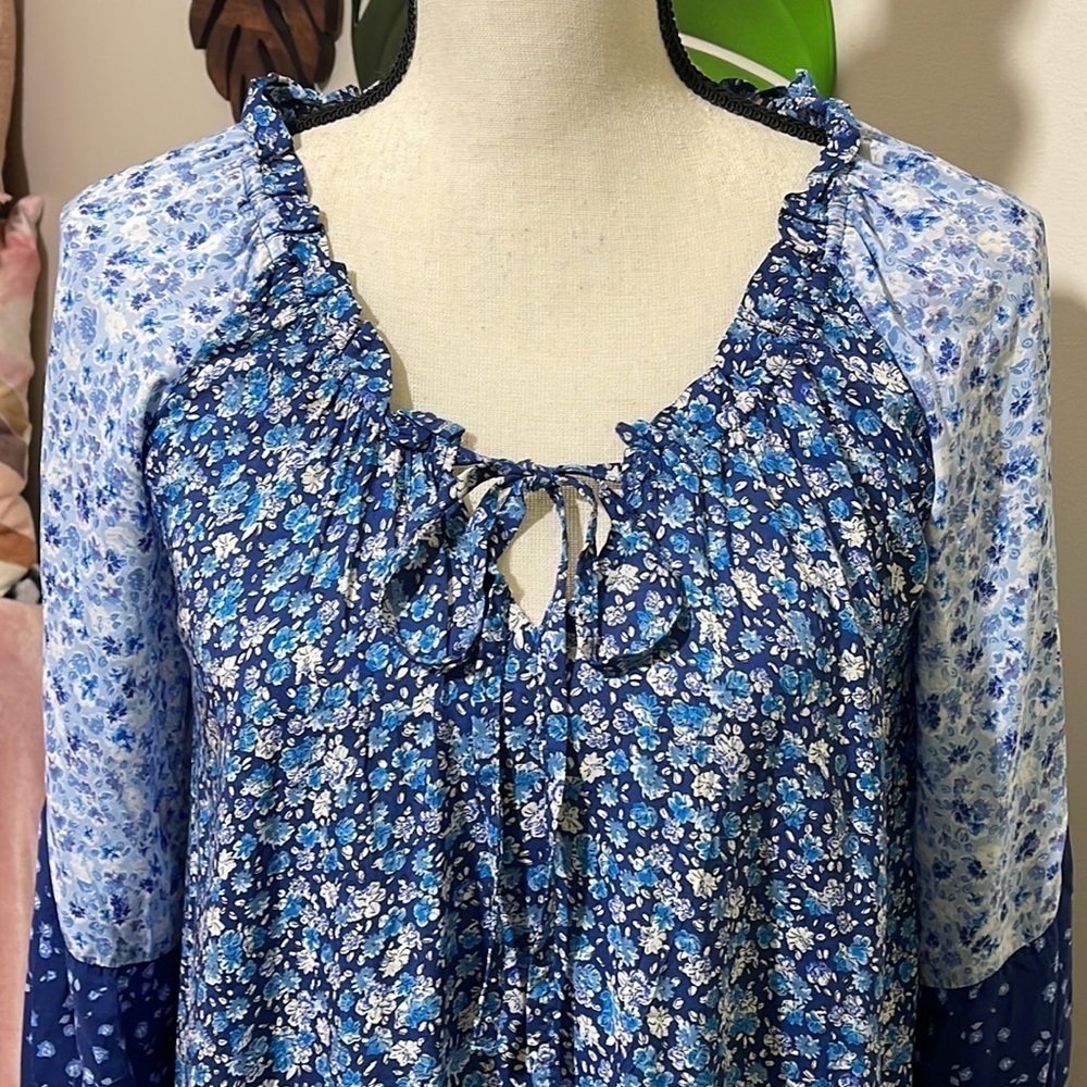 Zara Blue Floral Ditsy Ruffle Tiered Dress Sz. XS BNWT - Picture 10 of 12